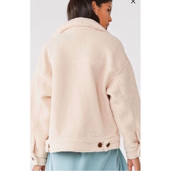 Forever 21 Wm’s Sz Med Faux Shearling Button Up Bomber Jacket - Picture 6 of 7